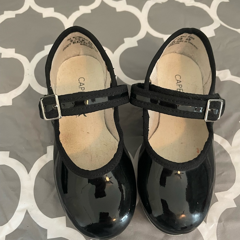 Little Girls Capezio Teletone Tap Mary Jane Pattent Leather Tap Shoe Size 9.5 m